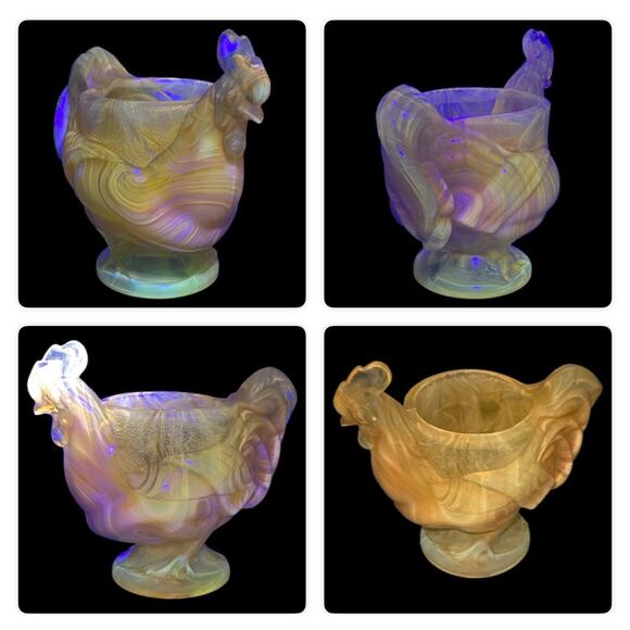 Boyds Glass Extra Large Rooster Egg Cup 1999 Autumn Harvest GLOWS OOAK B1077 - Picture 15 of 15